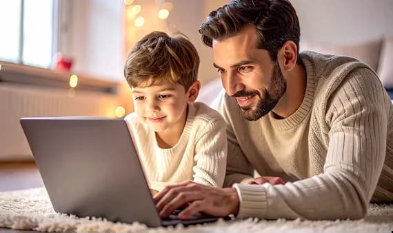 Customer using Optimum Internet with tablet